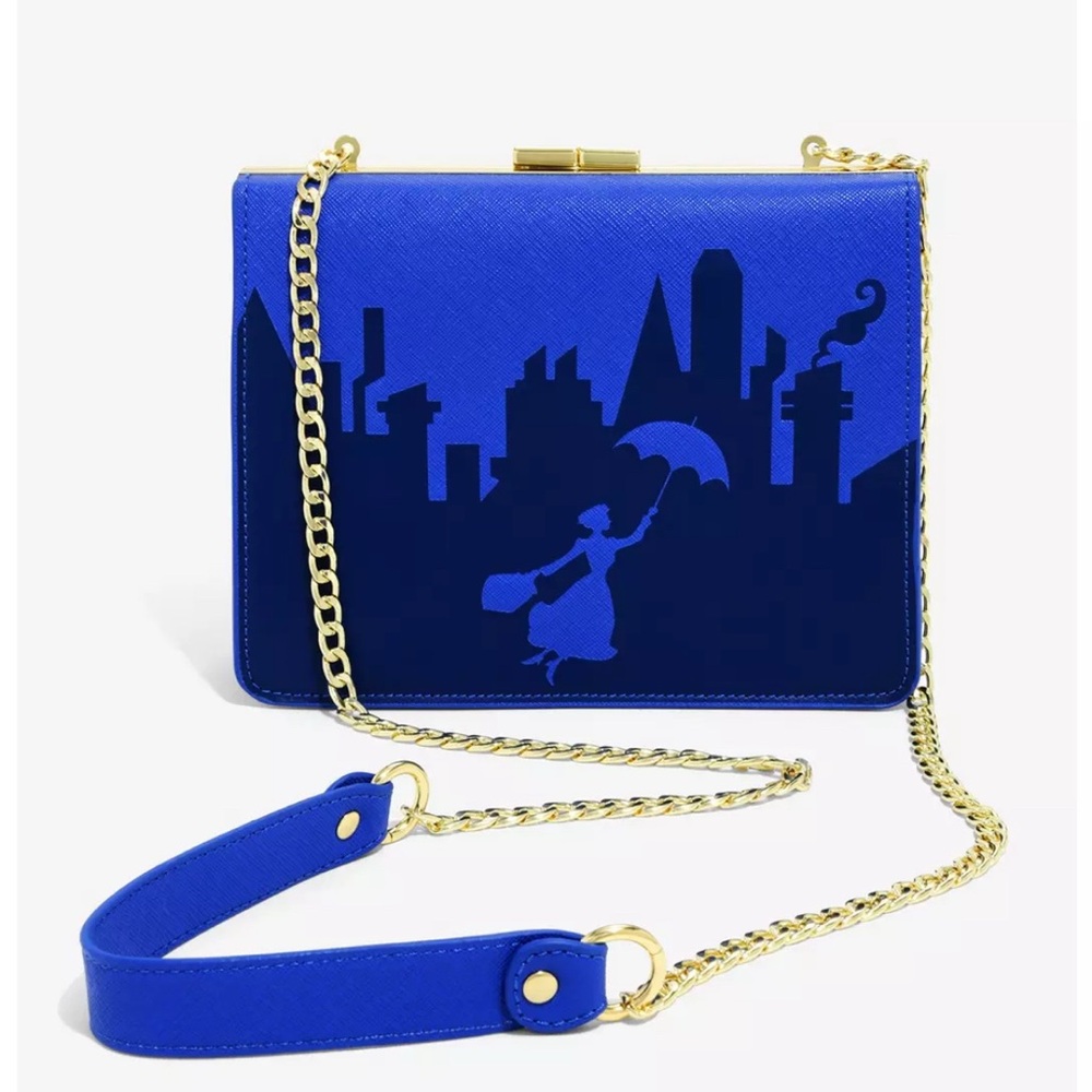 NEW! Lounge-fly Disney Mary Poppins Embossed Royal Blue Handbag
